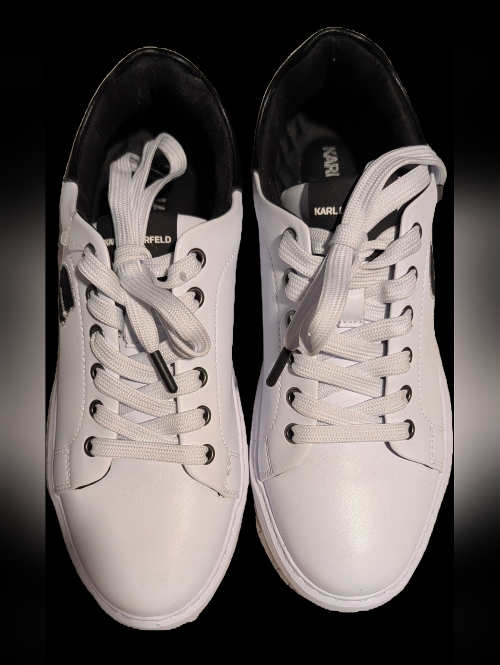 NWT Karl Lagerfeld White Lace-Up Low-Top Sneakers